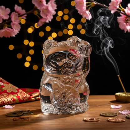 Statuette Chat Chanceux Blanc