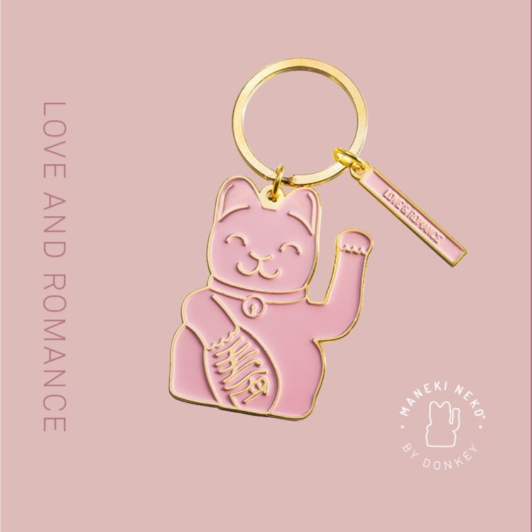 porte cles chat chanceux rose donkey 