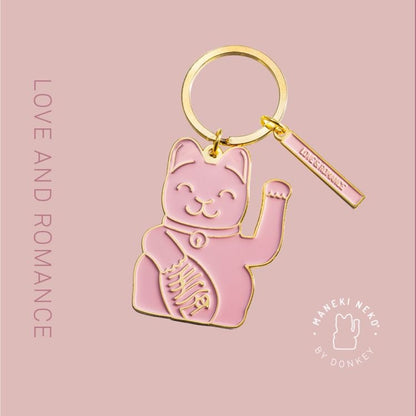 porte cles chat chanceux rose donkey 