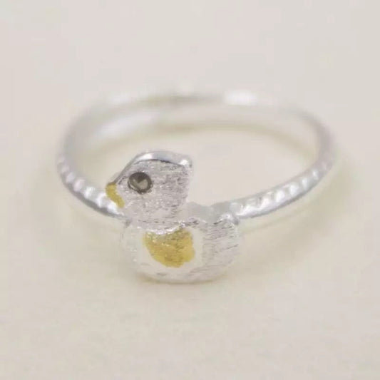 Anillo de pato plateado