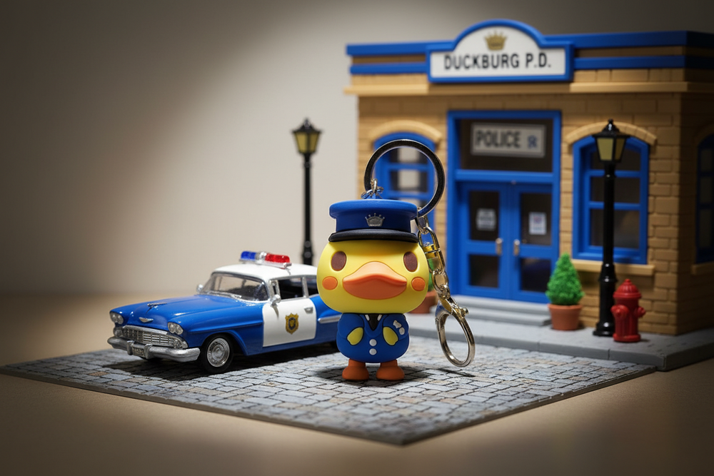 Police Duck Keychain – Walnut Duck