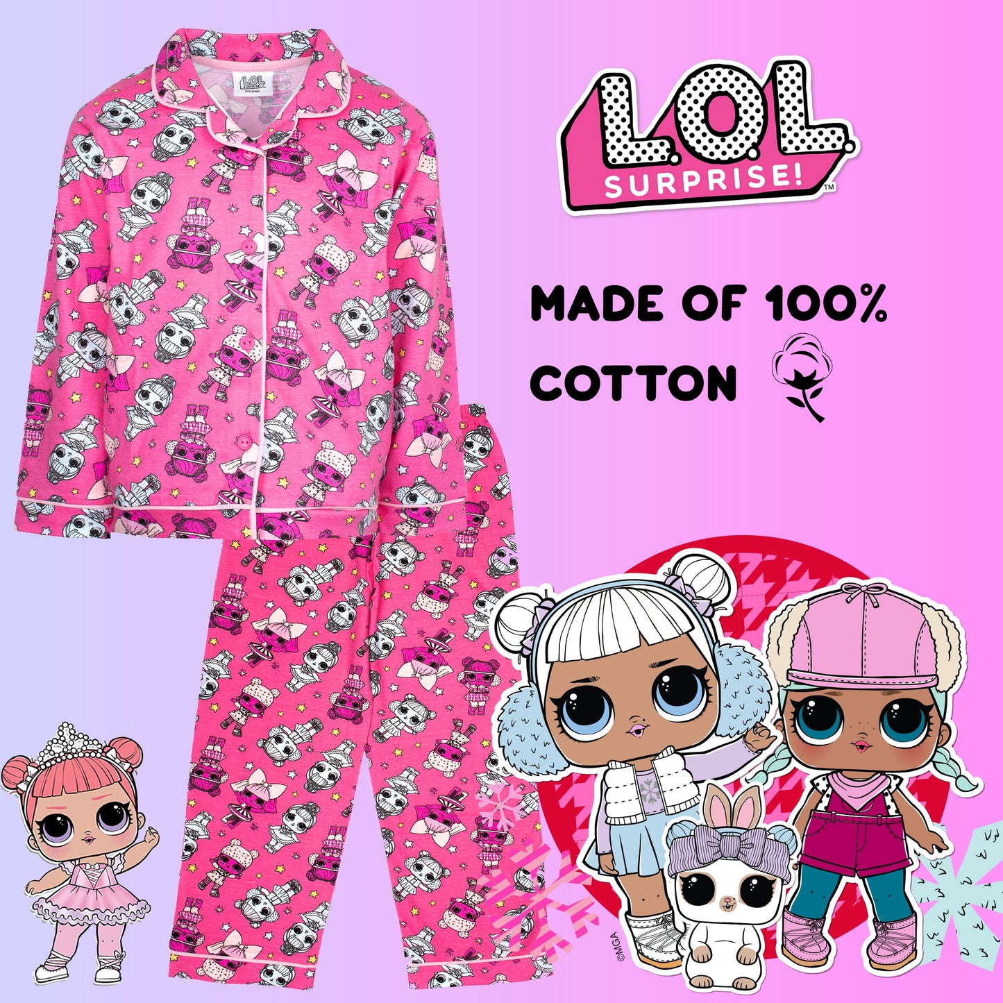 LOL Pink Button-Up Pajamas
