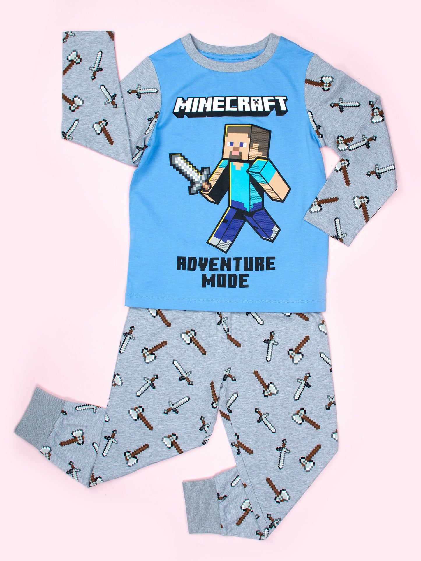 Minecraft Pyjama – bleu & gris