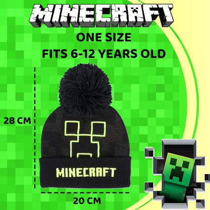 Minecraft Hat & Gloves Set – gris Creeper