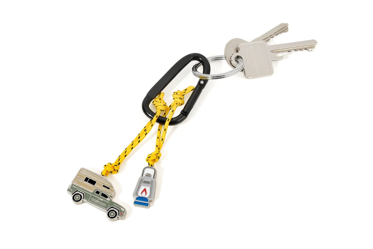 Porte-clés « CAMPING » – Mousqueton + 2 Pendentifs