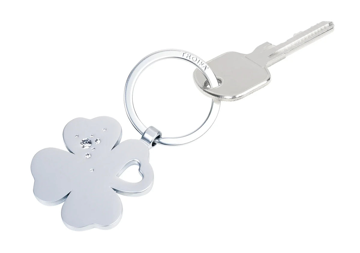 Porte-clés « GIRLS BEST FRIENDS » – Trèfle à 4 Feuilles – Argenté