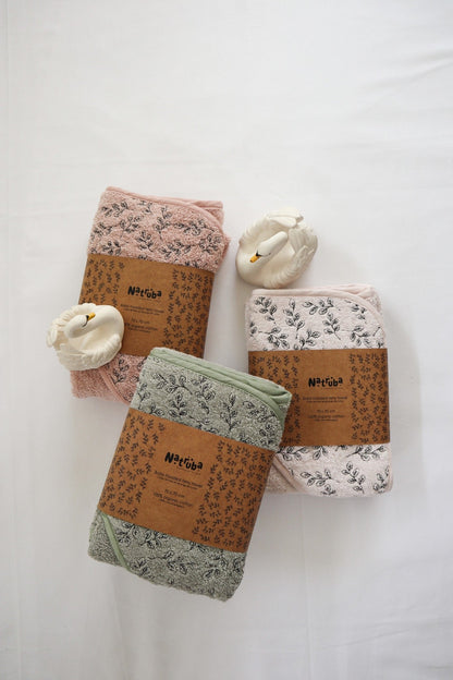 Cape de bain bébé en coton bio Crème - Natruba