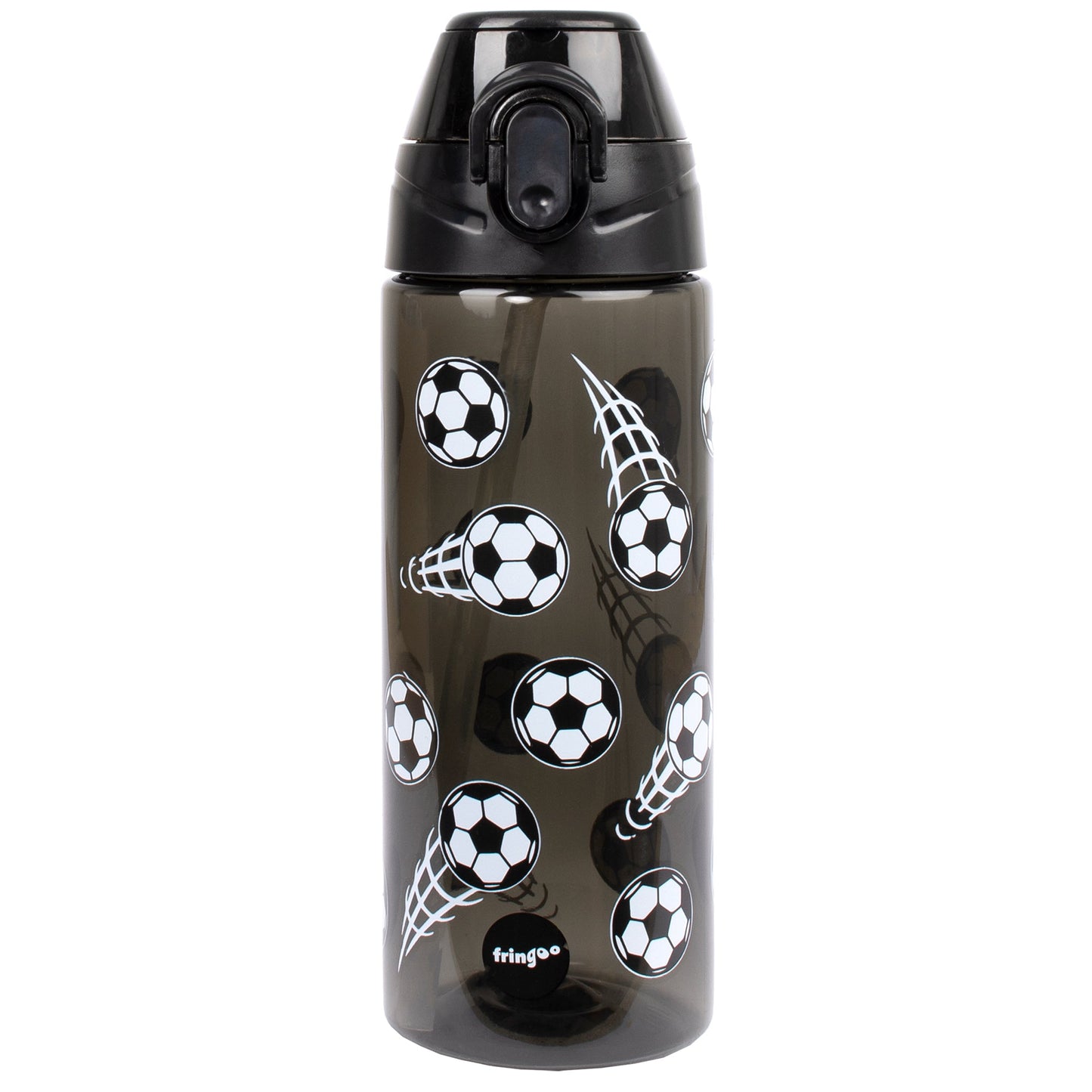 Gourde avec paille - Football noir