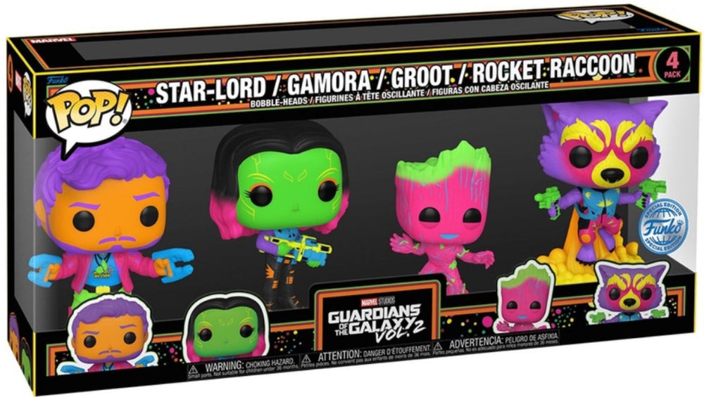 Pop! Guardians of the Galaxy 4-Pack (Black Light)