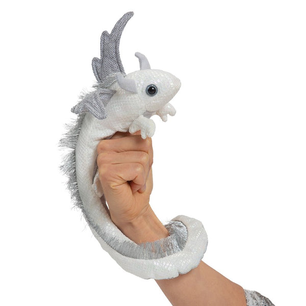 Braccialetto con marionetta a forma di drago bianco