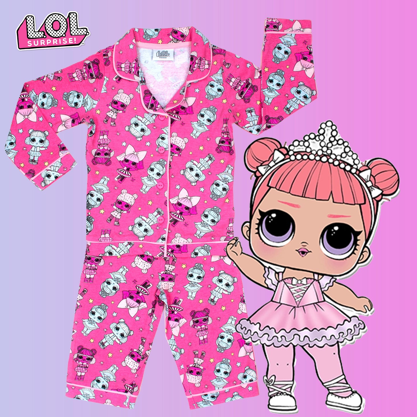 LOL Pink Button-Up Pajamas