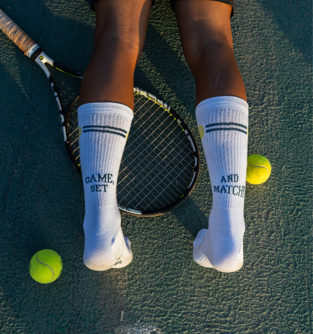Chaussettes Tennis « Game, Set and Match » – Blanc