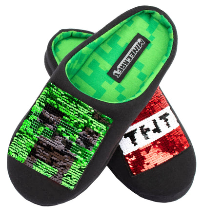 Minecraft à sequins Chaussons – Creeper & TNT Box