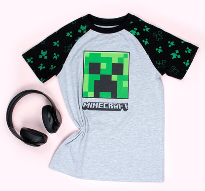 Minecraft Creeper T Shirt – gris