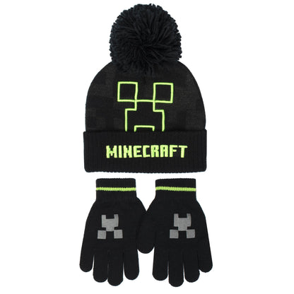 Minecraft Hat & Gloves Set – gris Creeper
