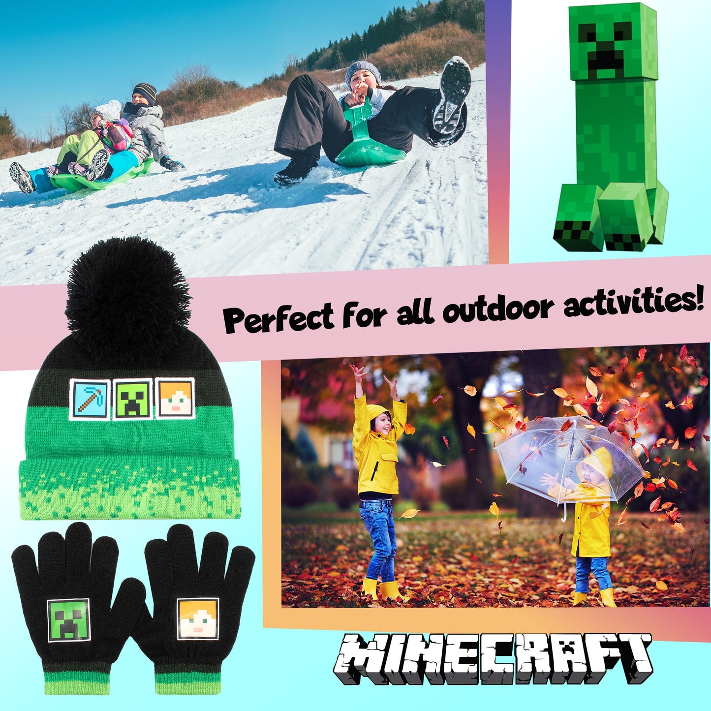 Minecraft – Children's Hat & Gloves Set