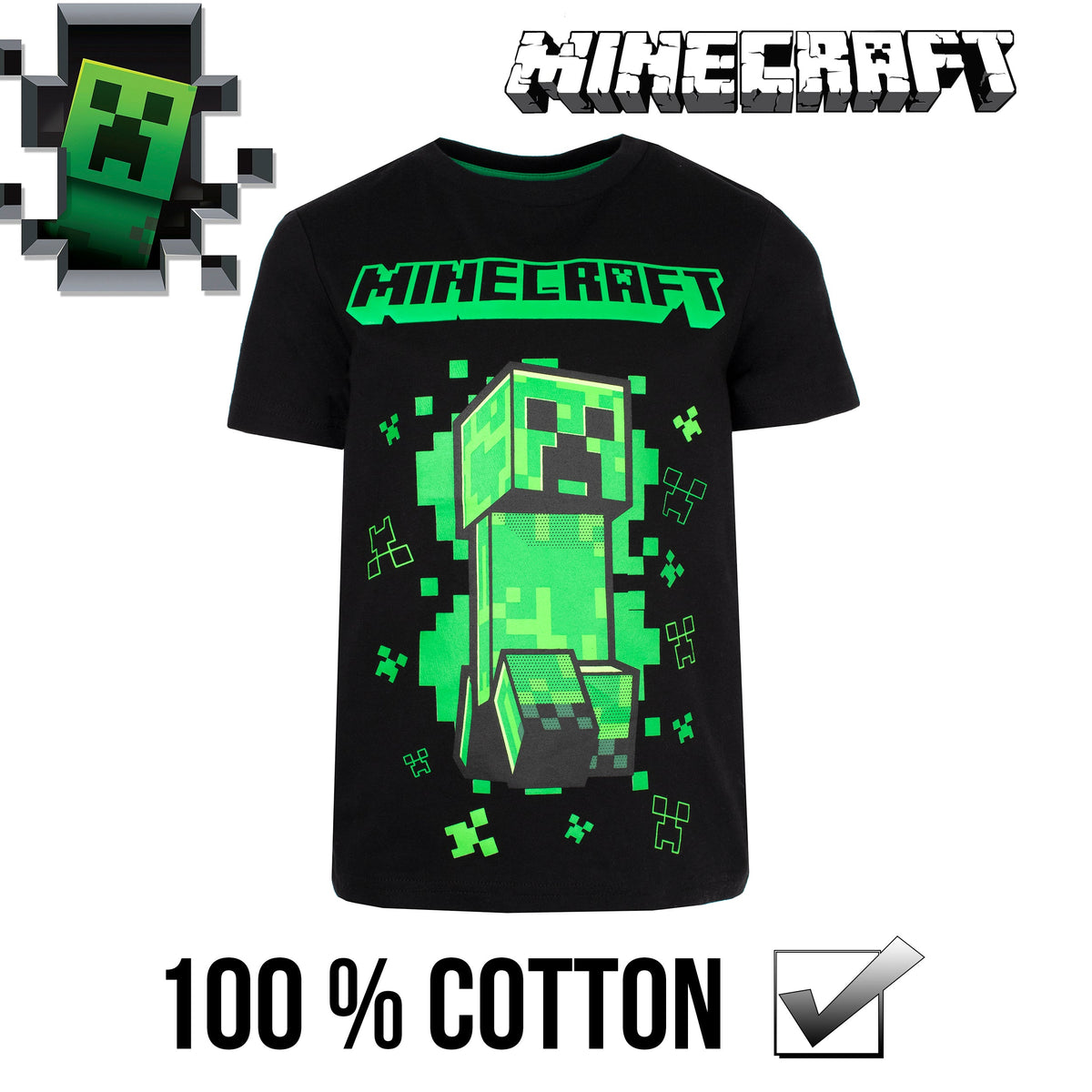 T-shirt Minecraft – Creeper T-shirt – noir