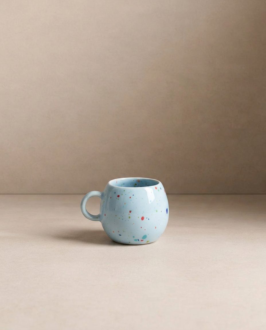 New Party Set 2 Espresso Mug + 2 Mini Tray Soft Blue
