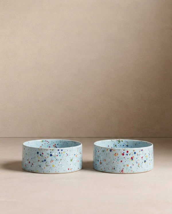 New Party Stoneware Pet Bowl 16,5cm 2 Pieces Set Soft Blue
