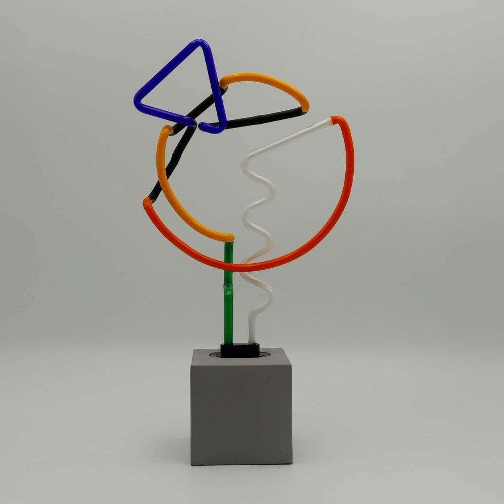 'Art with Blue Triangle' Neon Concrete Base