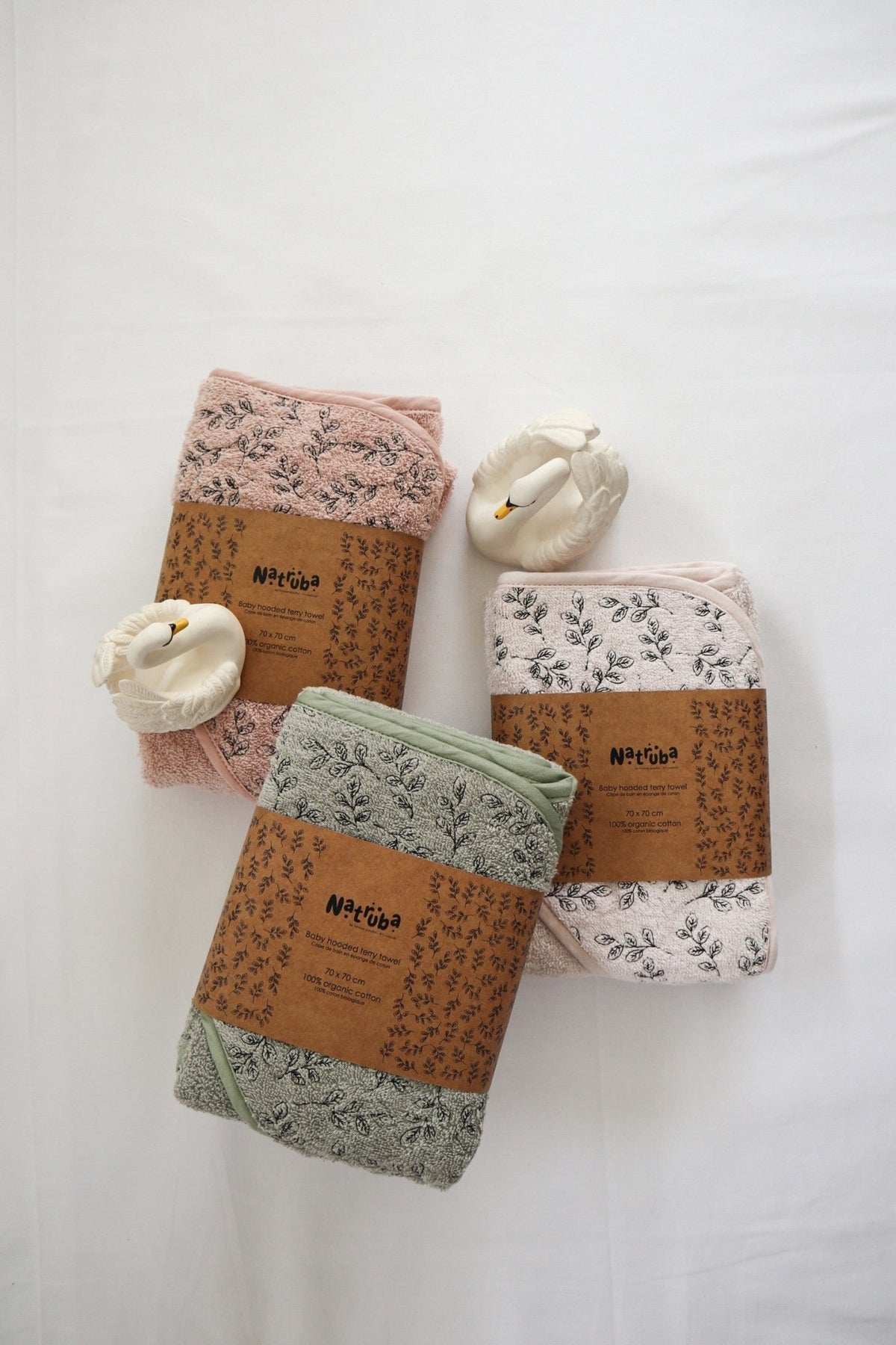 Cape de bain bébé en coton bio Poudre - Natruba