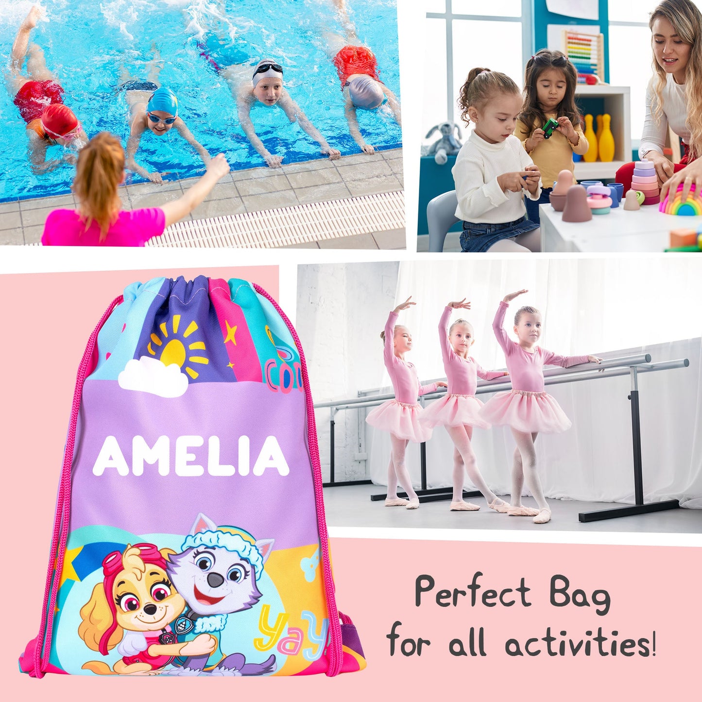 Sac à cordon – Official Paw Patrol / Nickelodeon Skye (Paw Patrol) | PE Bag | Fringoo