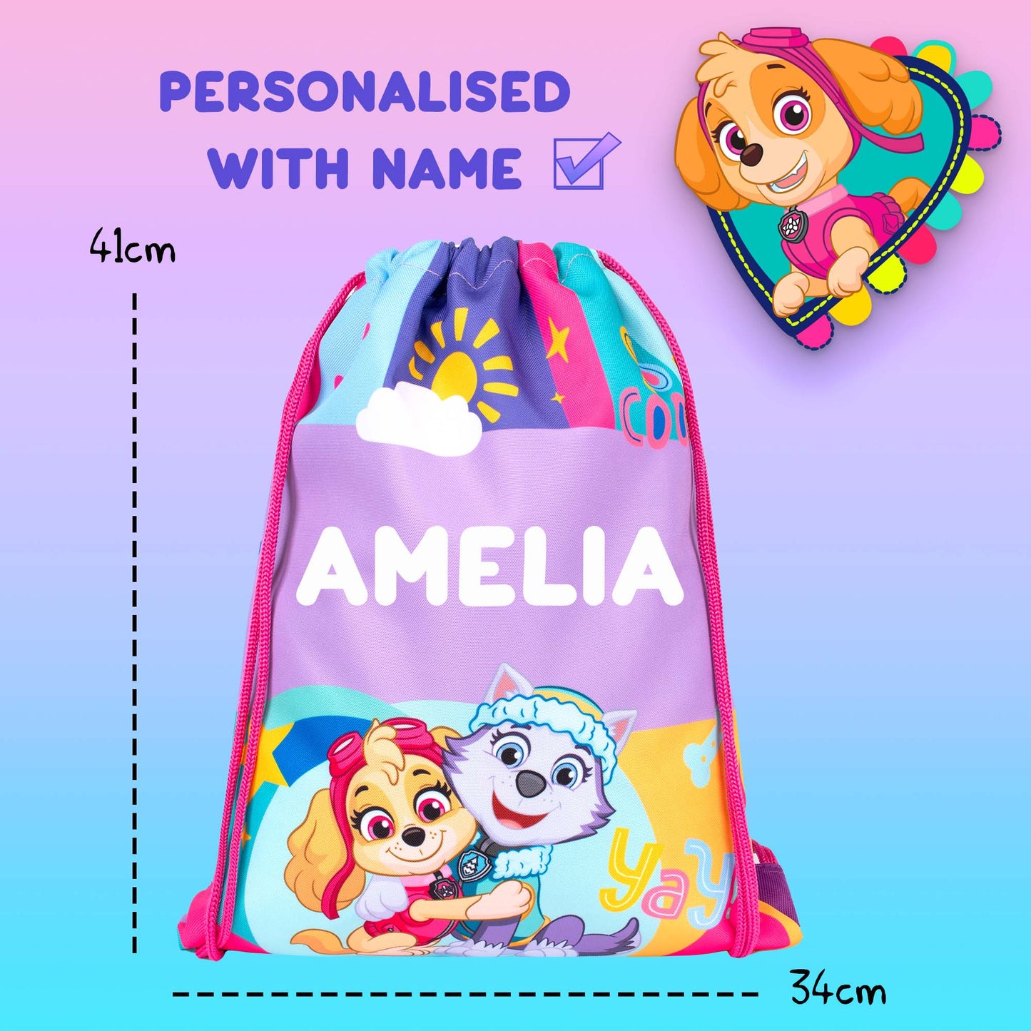 Sac à cordon – Official Paw Patrol / Nickelodeon Skye (Paw Patrol) | PE Bag | Fringoo