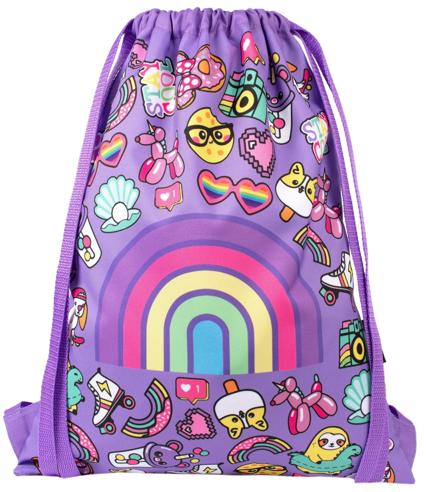 Sac à cordon avec bandoulière – arc-en-ciel Smile