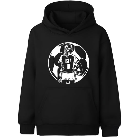 Fringoo football Sweat à capuche noir fille Cotton Rich Soft Hooded Sweatshirt- football Ball fille noir