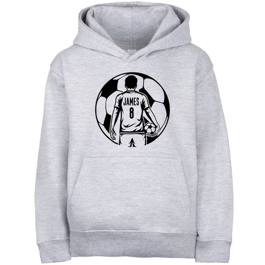 Fringoo football Sweat à capuche gris garçon Cotton Rich Soft Hooded Sweatshirt- football Ball garçon gris