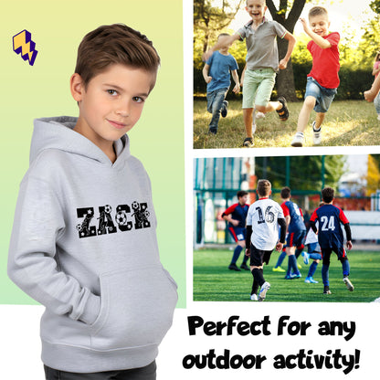 Fringoo football Sweat à capuche gris garçon Cotton Rich Soft Hooded Sweatshirt- football Alphabet gris