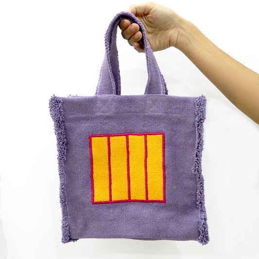 Fabric Handbag Purple Cell