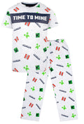 Pyjama Minecraft – Short Sleeve – 'Time to Mine' gris