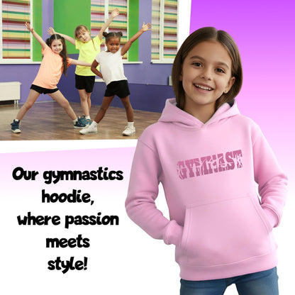 Fringoo Gymnastic Hoodie for Kids Cotton Rich Soft Hooded Sweatshirt - Gymnast Pink