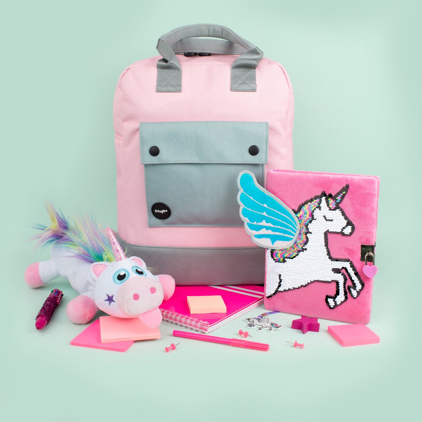 Carnet en peluche – 3D – rose licorne Wings
