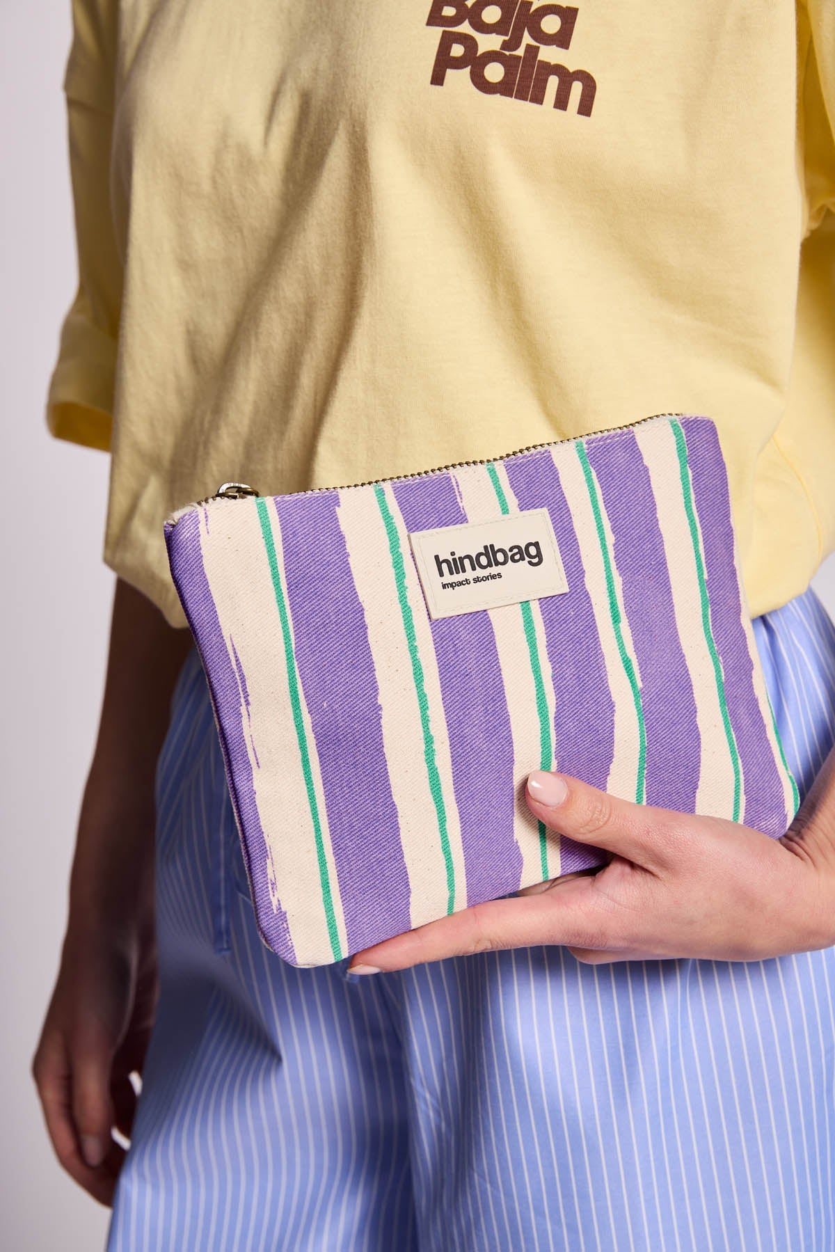 Pochette Lou Rayures Vert et Parme