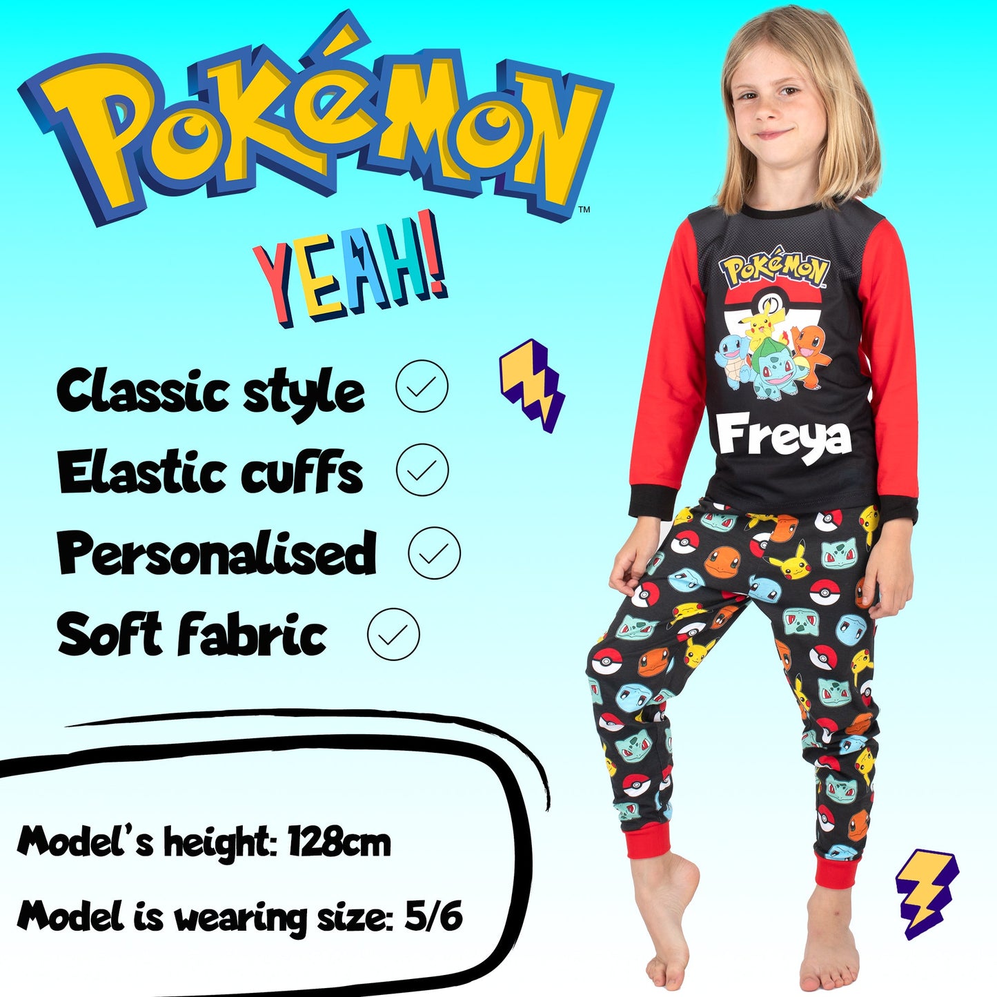 Pokémon – Long Sleeve Pyjamas – 100% Cotton, Soft & Warm Winter PJs