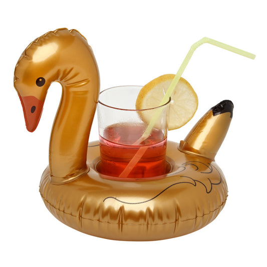 porte gobelet gonflable flamant rose dore