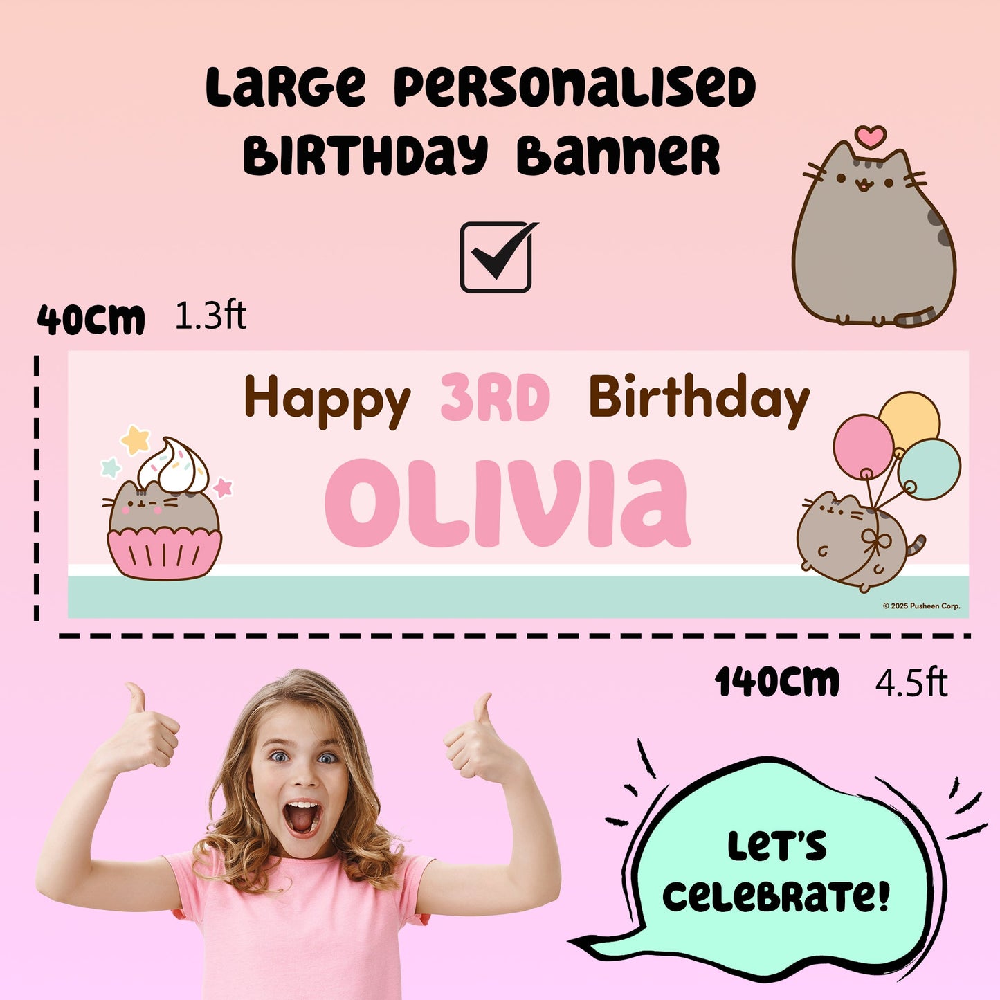 Pusheen Birthday Banner for enfant
