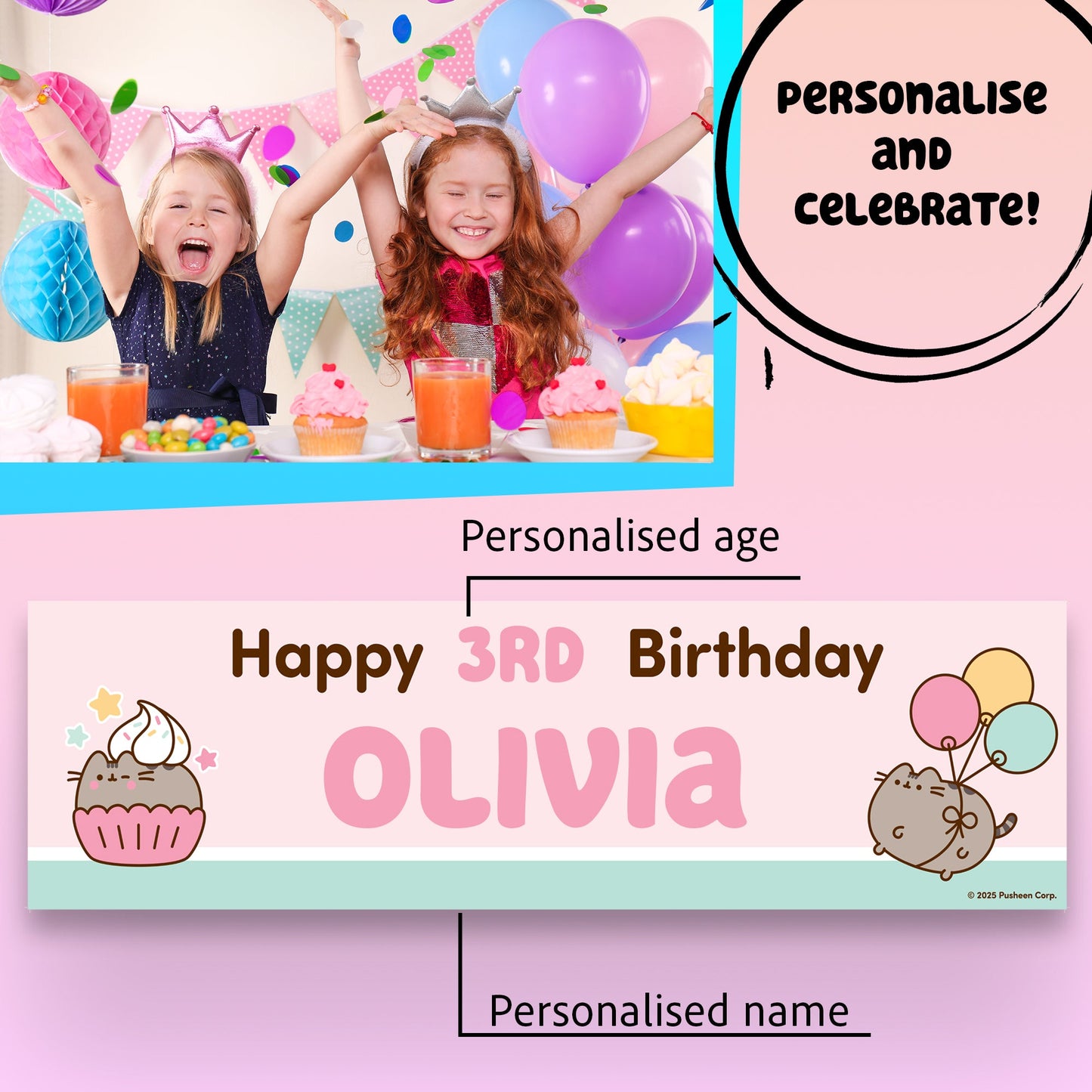 Pusheen Birthday Banner for enfant