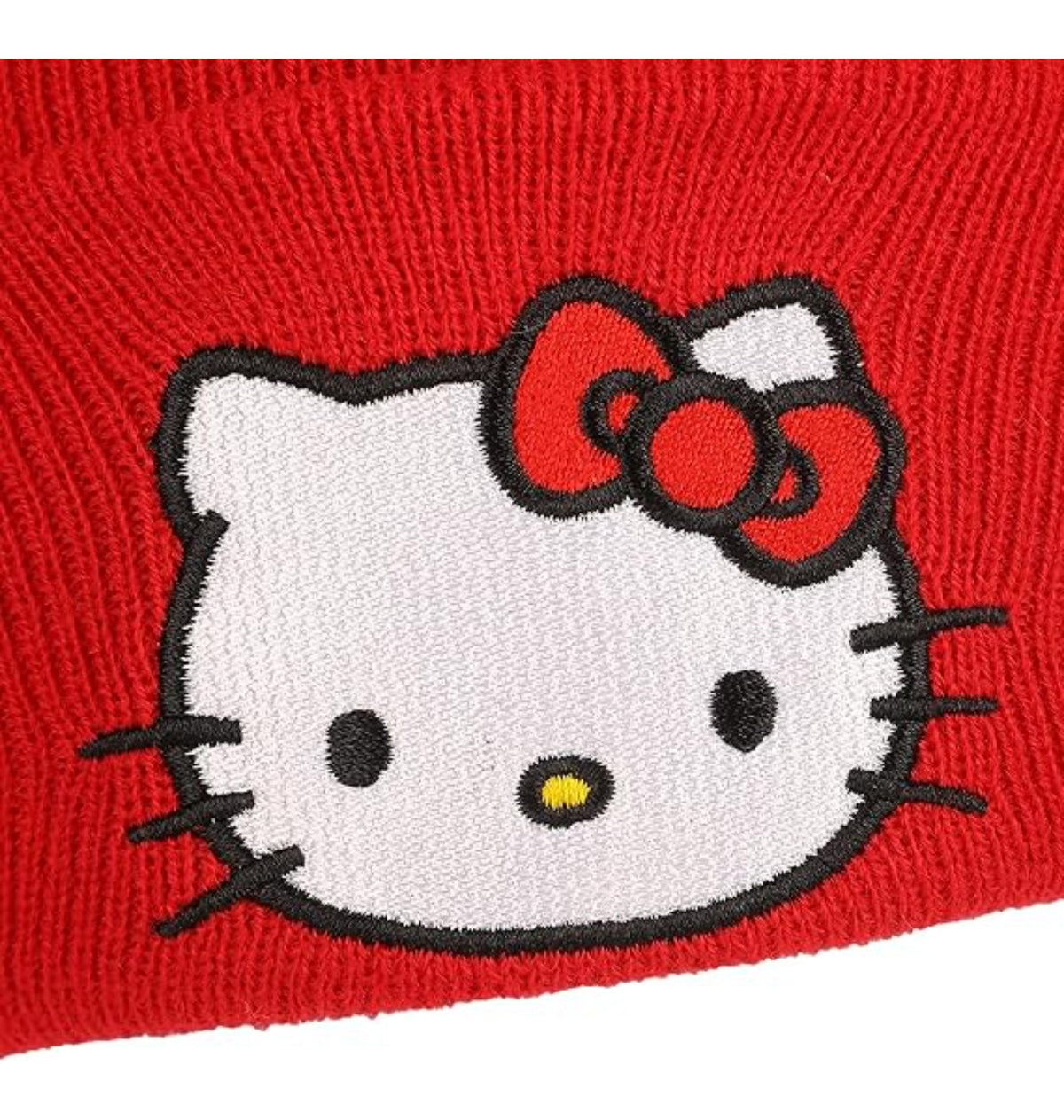 Bonnet rouge Hello Kitty en maille acrylique