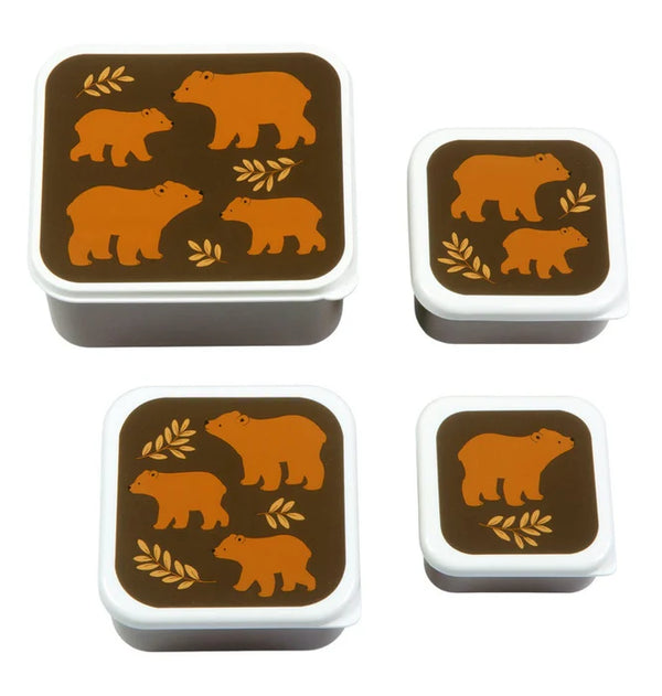 Confezione da 4 scatole per snack e pranzo a tema orso