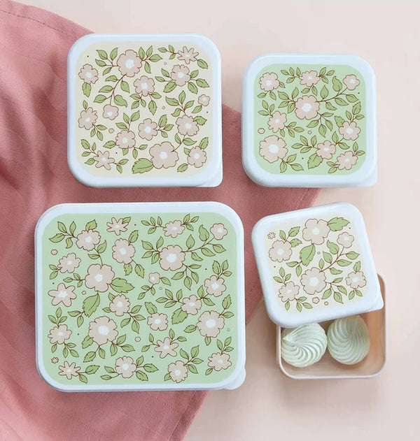Lot de 4 boîtes repas et goûter - Fleur – vue 2 – A Little Lovely Company