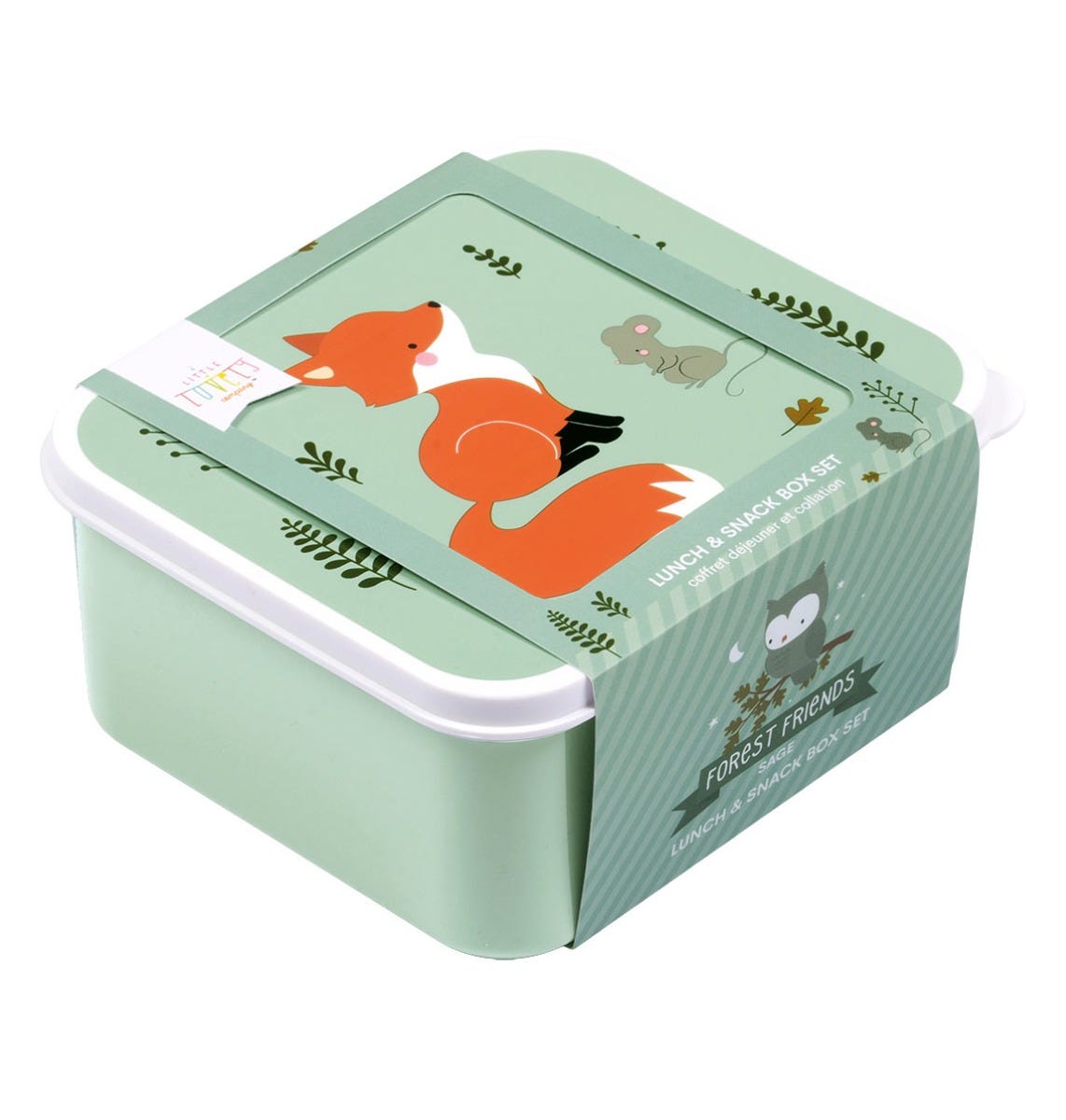 Lot de 4 boîtes repas et goûter - Amis de la forêt - sauge – vue 4 – A Little Lovely Company