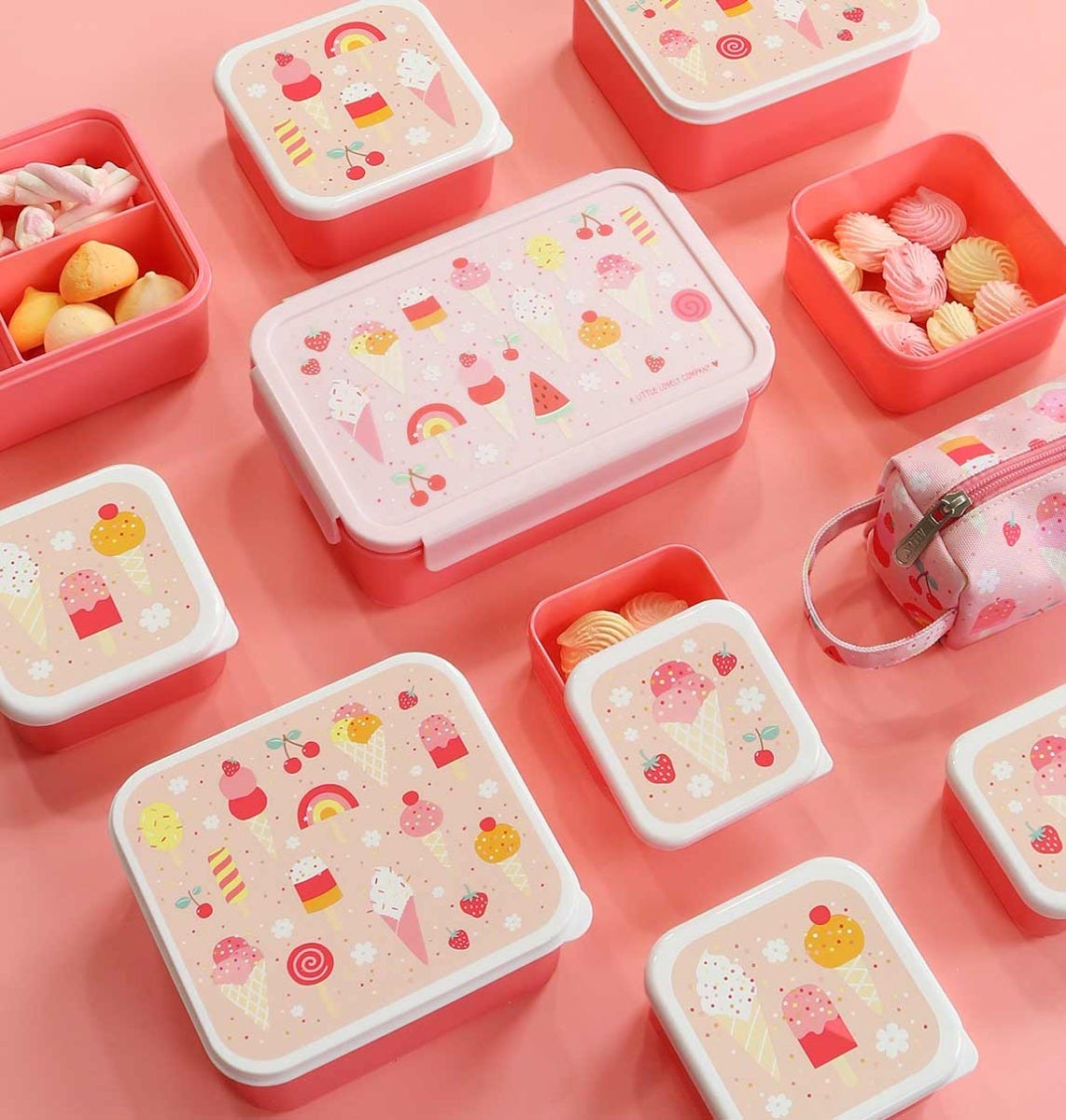 Lot de 4 boîtes repas et goûter - Glaces – vue 2 – A Little Lovely Company