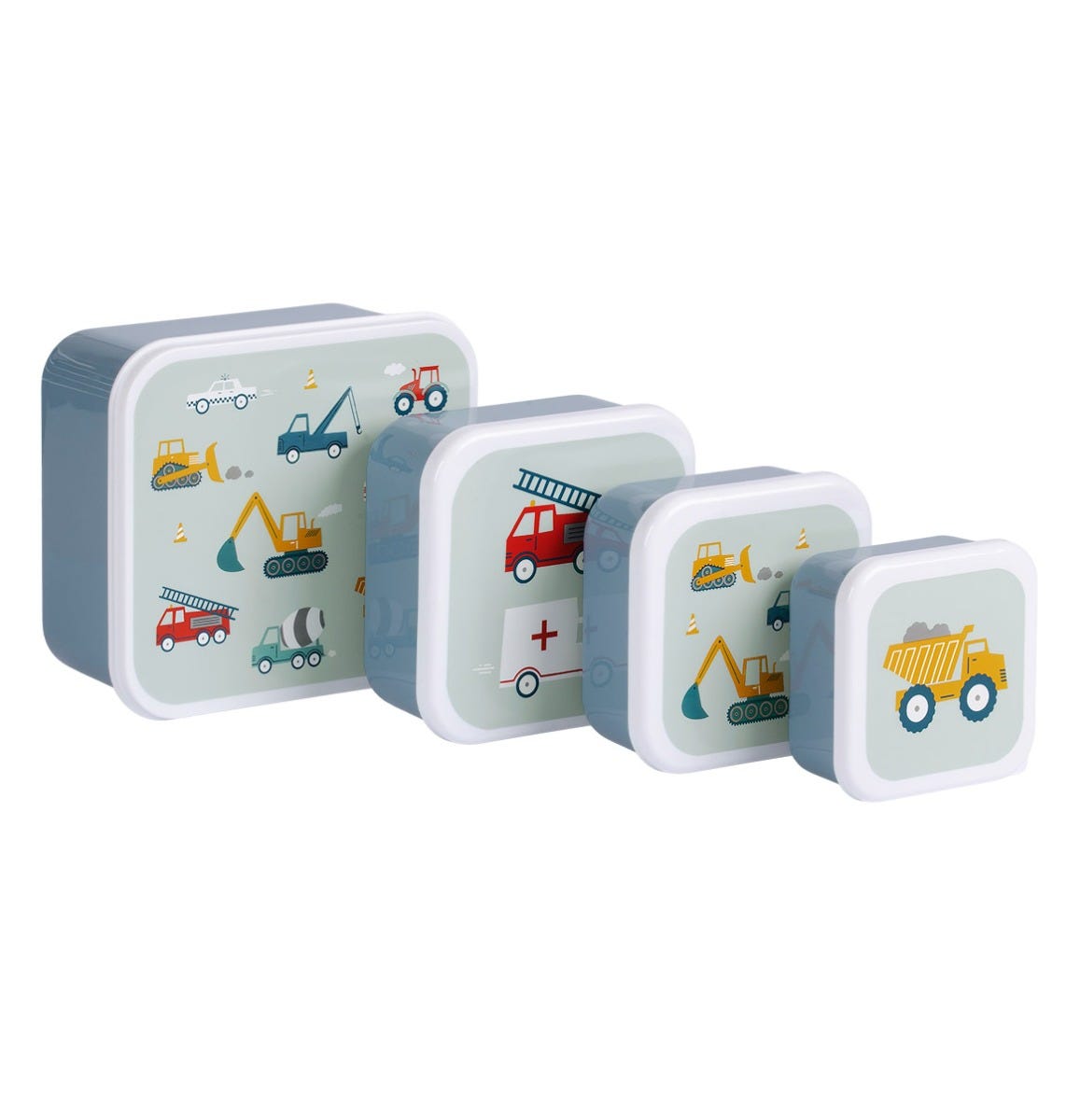 Lot de 4 boîtes repas et goûter - Véhicules – vue 3 – A Little Lovely Company