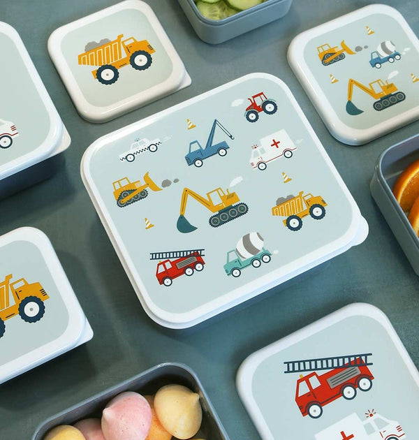Lot de 4 boîtes repas et goûter - Véhicules – vue 2 – A Little Lovely Company