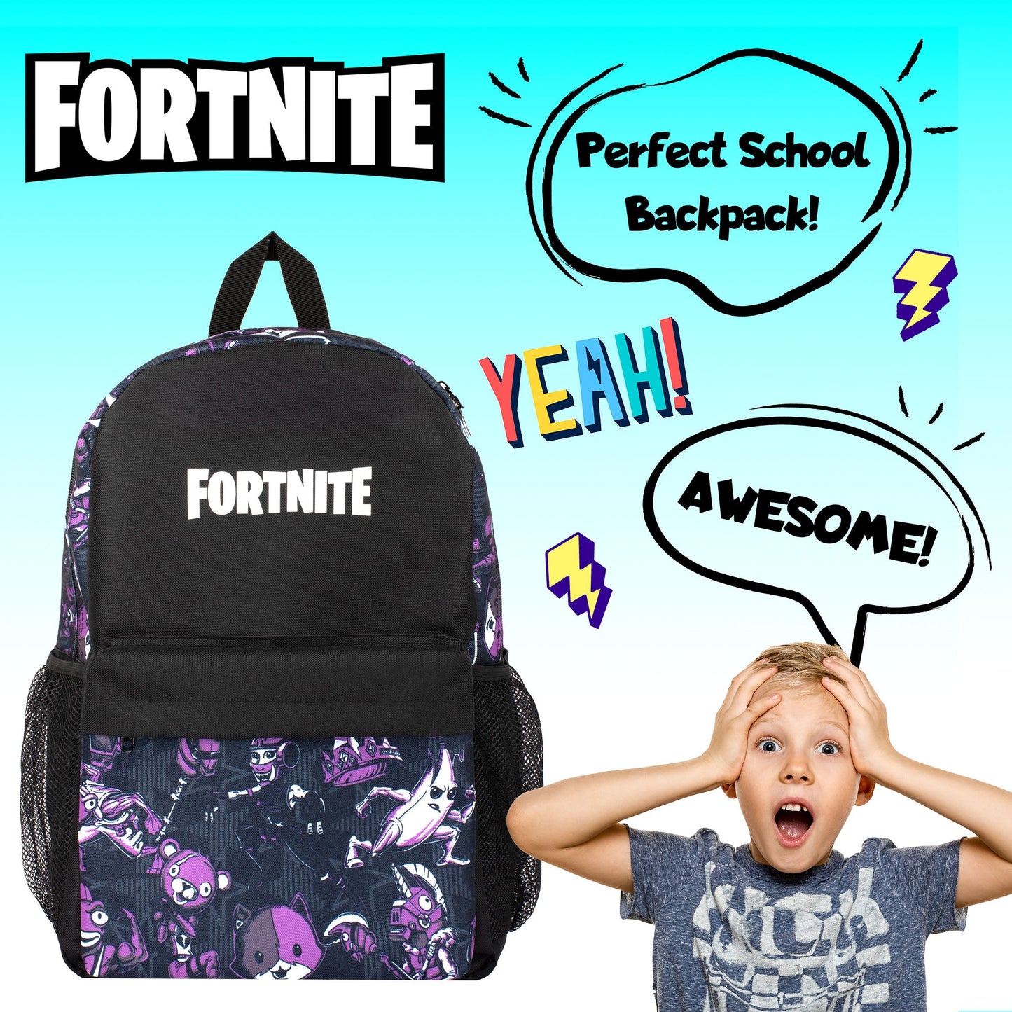 Fortnite violet Sac à dos scolaire garçon