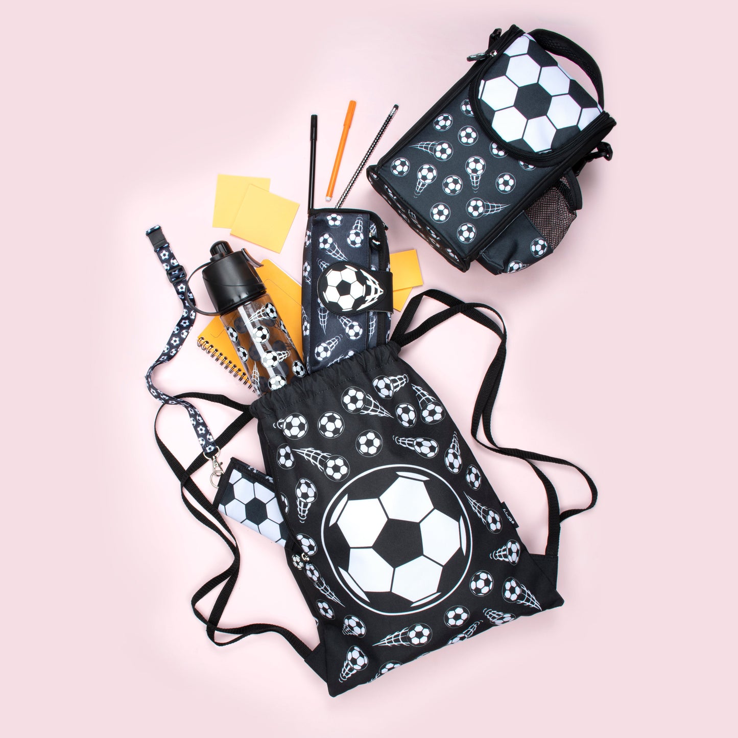 Sac repas avec bandoulière – Strap Lunch Bags – football noir