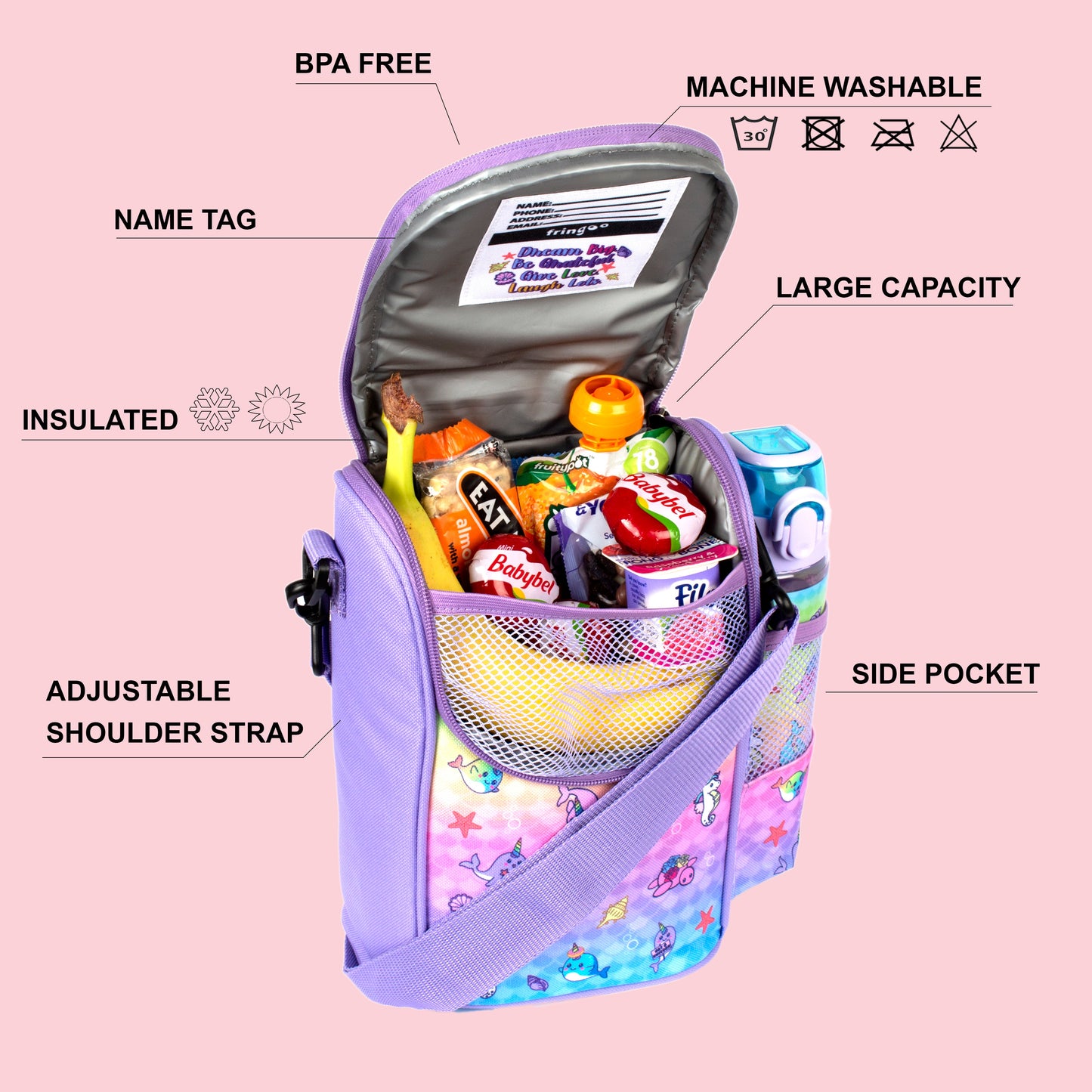 Sac repas avec bandoulière – Strap Lunch Bags – Narwhal & Seahorse
